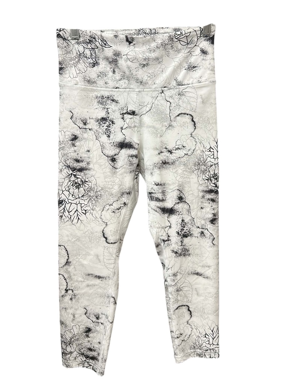 Balance Collection White & Black Floral Abstract Leggings Size M